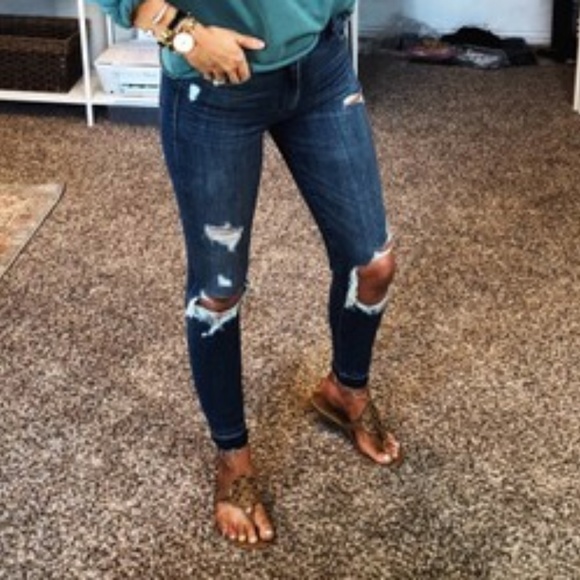 Abercrombie & Fitch Simone High Rise Ankle Jeans Cotton Ripped Distressed 28 6 - Picture 2 of 11
